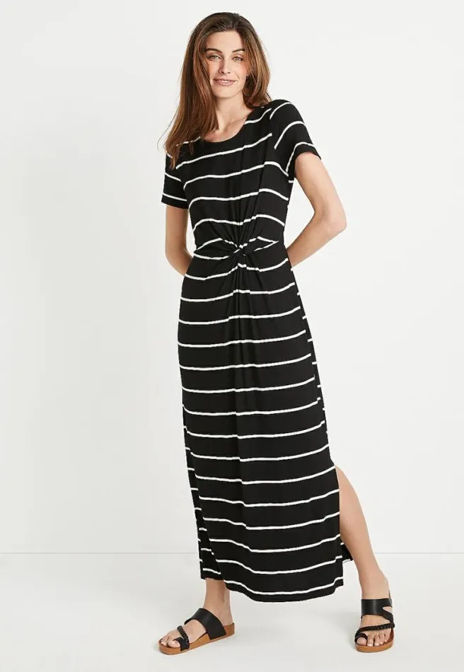 247 Black Striped Knot Front Maxi Dress Women Maurices Dresses and Jumpsuits