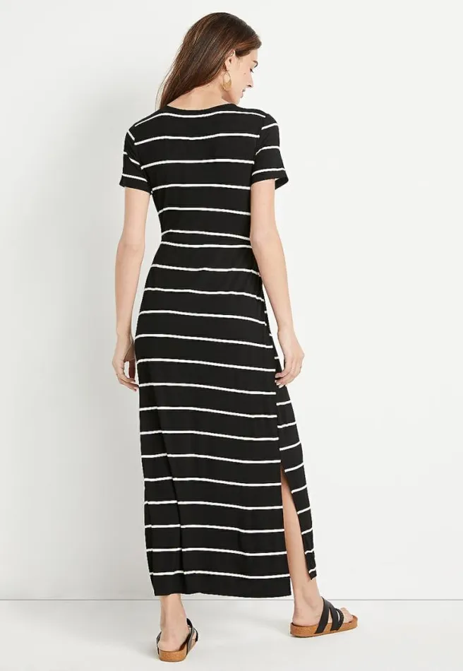 247 Black Striped Knot Front Maxi Dress Women Maurices Dresses and Jumpsuits