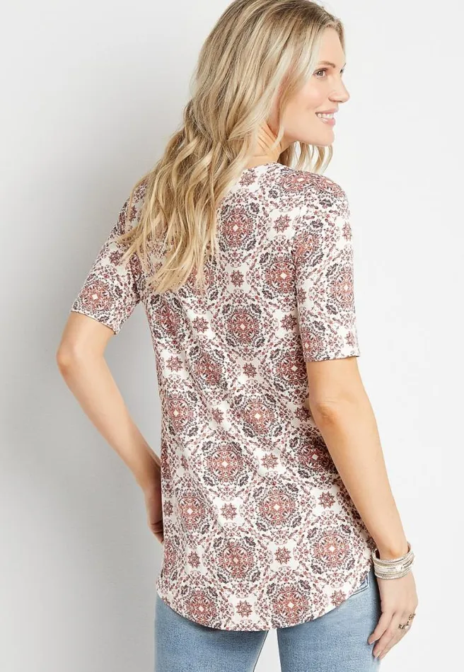 247 Flawless Pink Medallion Tunic Tee Women Maurices Tops