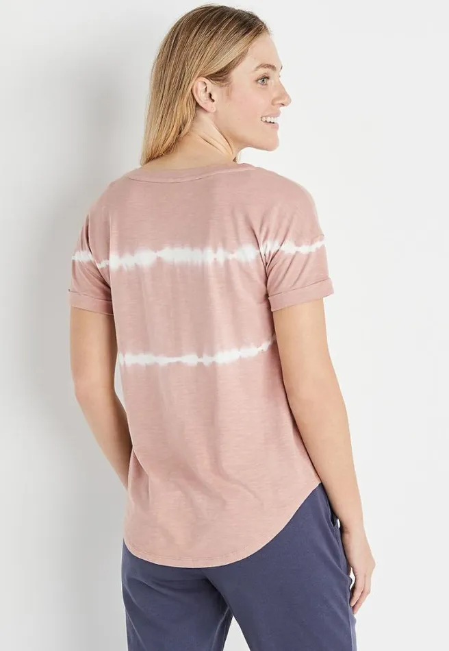 247 Light Pink Tie Dye Drop Shoulder Classic Tee Women Maurices Tops