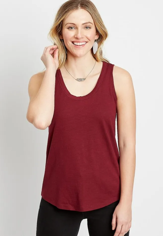 247 Maroon Scoop Neck Tank Top Women Maurices Tops