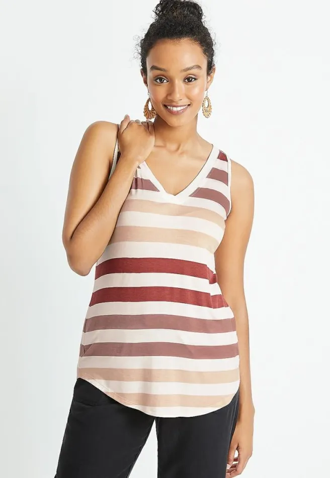 247 Multi Striped VNeck Tank Top Women Maurices Tops