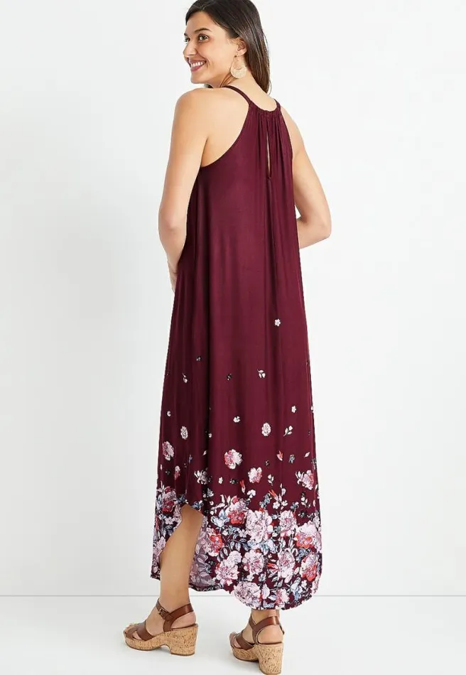 247 Red Floral Halter Neck Maxi Dress Women Maurices Dresses and Jumpsuits