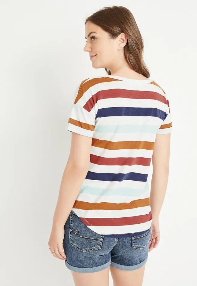 247 Striped Drop Shoulder Tee Women Maurices Tops