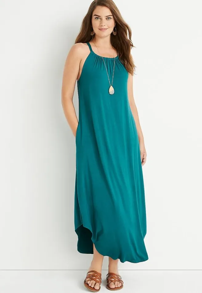 247 Teal Halter Neck Maxi Dress Women Maurices Dresses and Jumpsuits