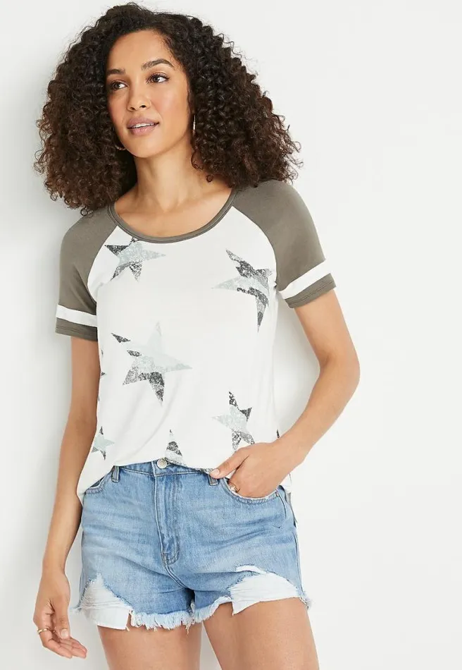 247 White Star Baseball Tee Women Maurices Tops