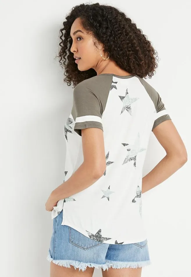 247 White Star Baseball Tee Women Maurices Tops