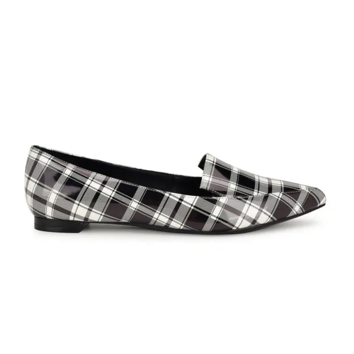 Abay Smoking Flats Blackwhite Patent Plaid Women Nine West Flats