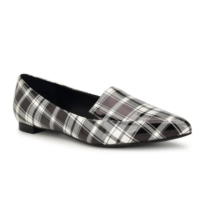 Abay Smoking Flats Blackwhite Patent Plaid Women Nine West Flats Abay Smoking Flats Blackwhite Patent Plaid Women Nine West Flats
