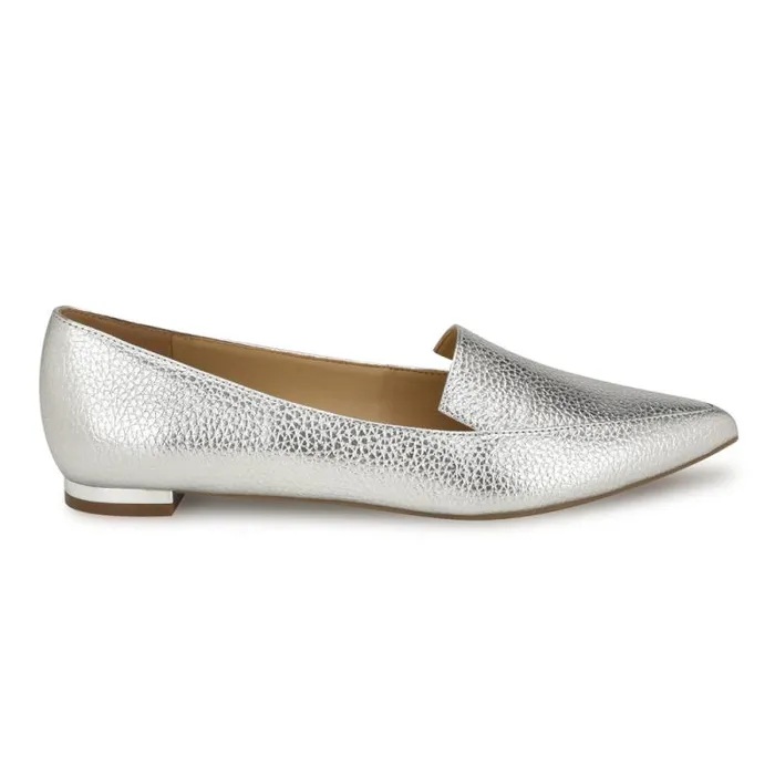 Abay Smoking Flats Silver Women Nine West Flats