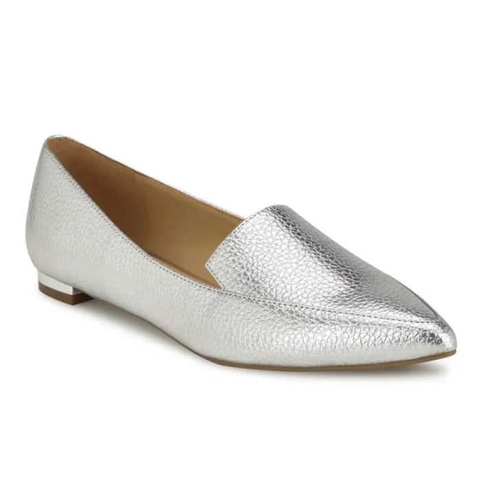 Abay Smoking Flats Silver Women Nine West Flats Abay Smoking Flats Silver Women Nine West Flats