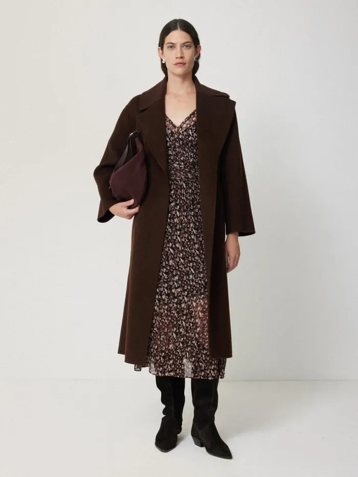 Abstract Leopard Midi Dress Brown Women Jigsaw Dresses and Jumpsuits