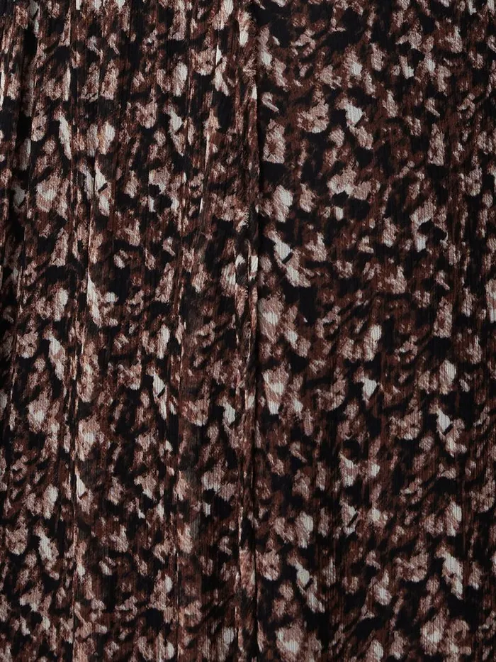 Abstract Leopard Midi Dress Brown Women Jigsaw Dresses and Jumpsuits