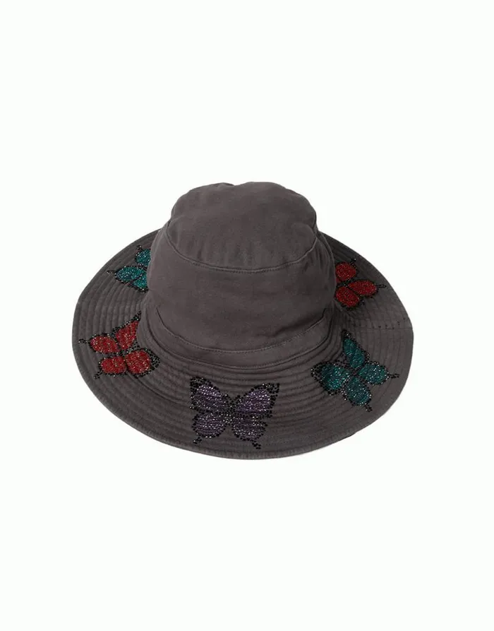 Adina Bucket Hat W Butterfly Crystals Onyx Women Lauren Moshi Hats