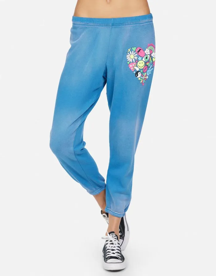 Alana Elements Heart Faded Riptide Women Lauren Moshi Crop Sweatpants