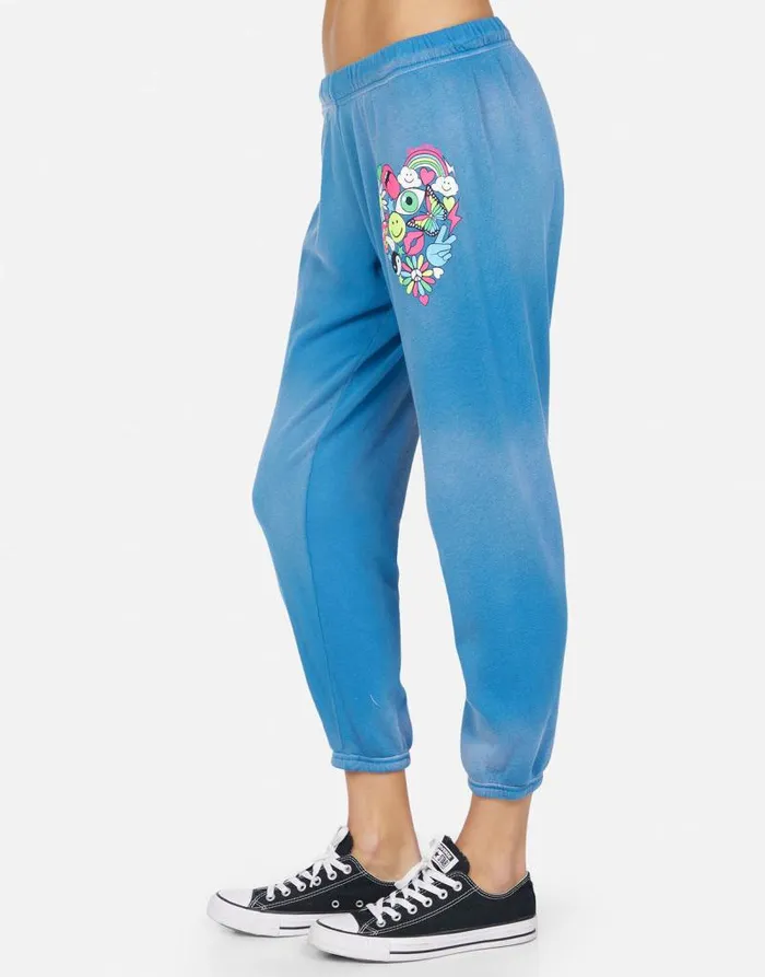 Alana Elements Heart Faded Riptide Women Lauren Moshi Crop Sweatpants