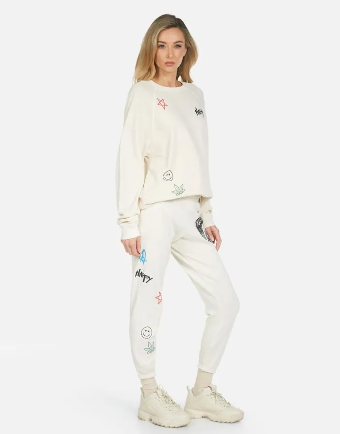 Alana Peace Hippie Ivory Women Lauren Moshi Crop Sweatpants