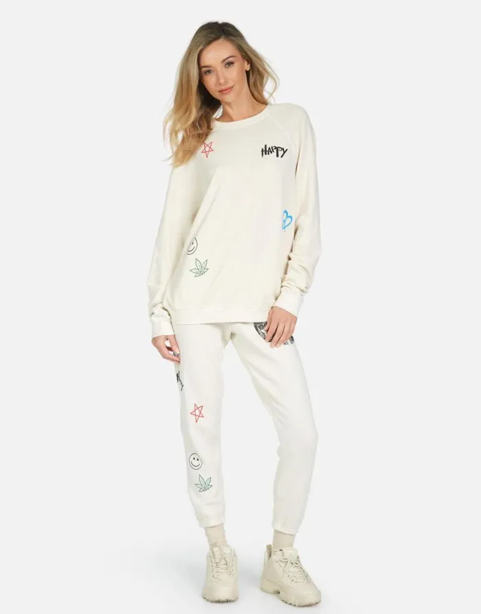 Alana Peace Hippie Ivory Women Lauren Moshi Crop Sweatpants