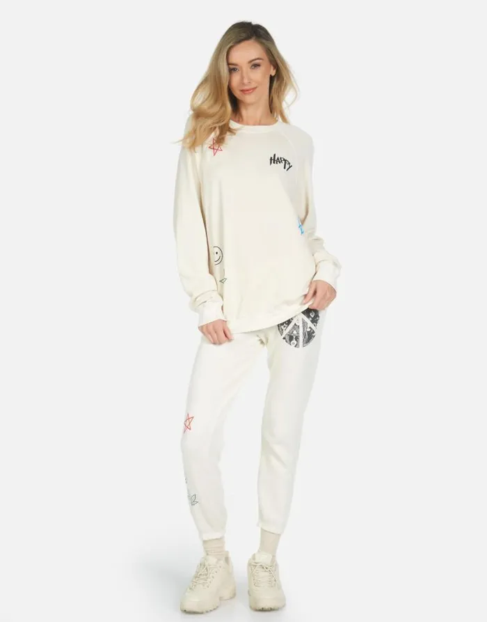 Alana Peace Hippie Ivory Women Lauren Moshi Crop Sweatpants