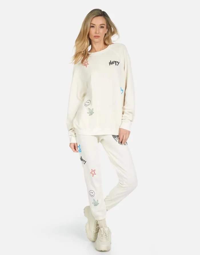 Alana Peace Hippie Ivory Women Lauren Moshi Crop Sweatpants