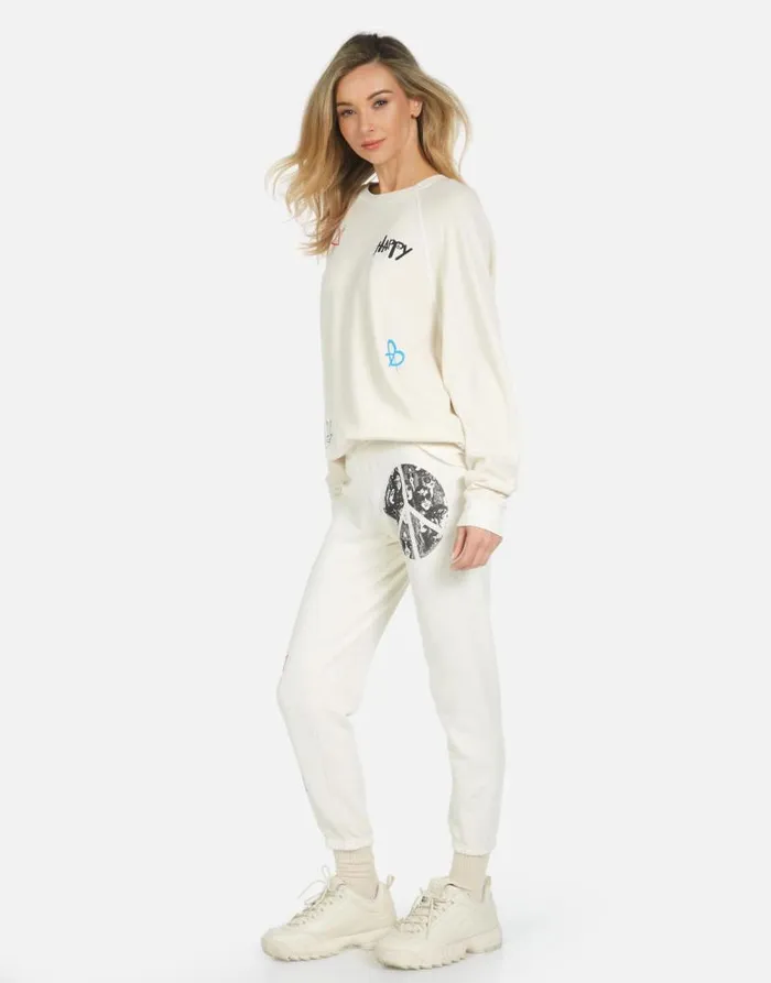 Alana Peace Hippie Ivory Women Lauren Moshi Crop Sweatpants