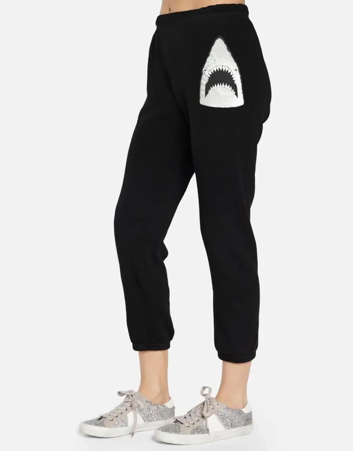 Alana X Crystal Shark Black Women Lauren Moshi Crop Sweatpants