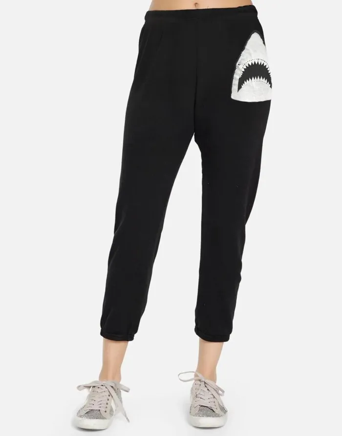 Alana X Crystal Shark Black Women Lauren Moshi Crop Sweatpants