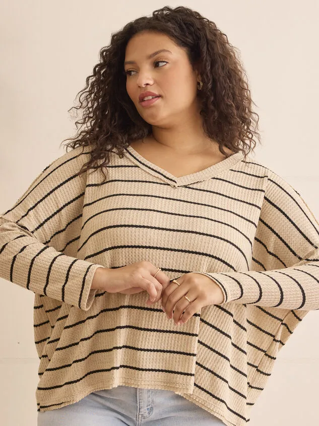 Allie Waffle Sweater Oatmealblack Women Altar039d State Tops