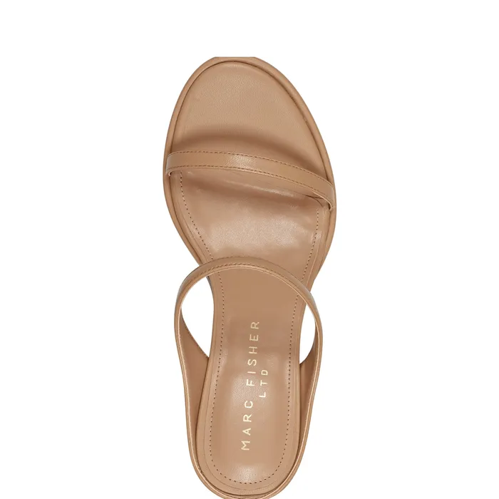 Alonde Heeled Slide Sandal Medium Natural Leather Women Mules and Slides Marc Fisher