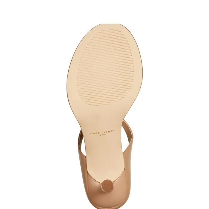 Alonde Heeled Slide Sandal Medium Natural Leather Women Mules and Slides Marc Fisher
