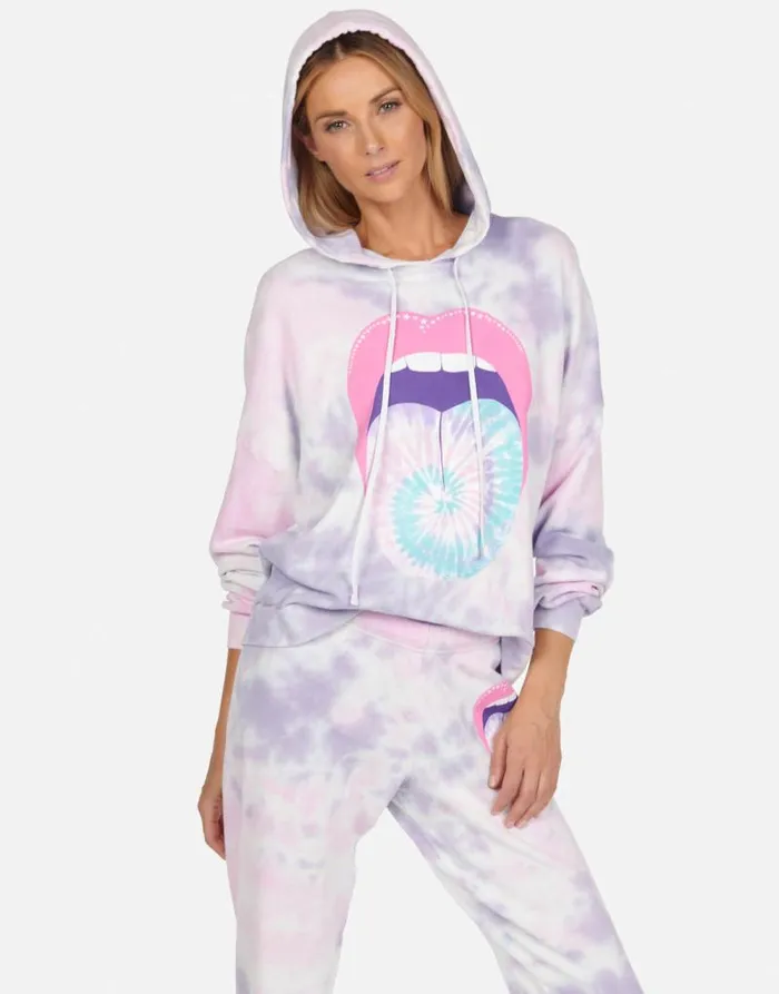 Anissa Tie Dye Tongue Pastel Sky Women Lauren Moshi Hoodies