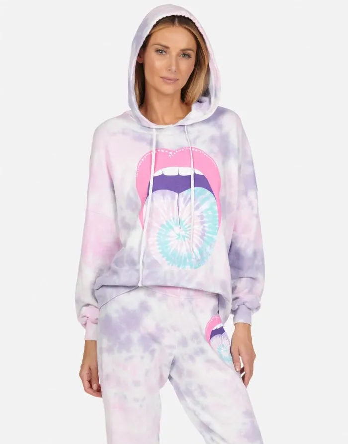 Anissa Tie Dye Tongue Pastel Sky Women Lauren Moshi Hoodies