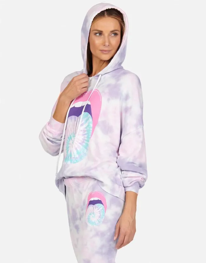 Anissa Tie Dye Tongue Pastel Sky Women Lauren Moshi Hoodies