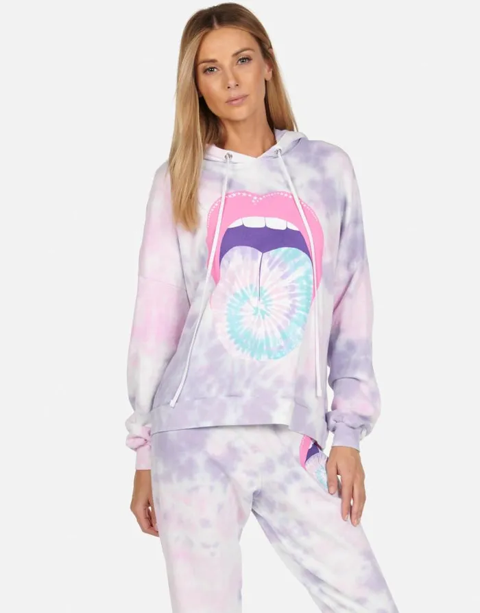 Anissa Tie Dye Tongue Pastel Sky Women Lauren Moshi Hoodies