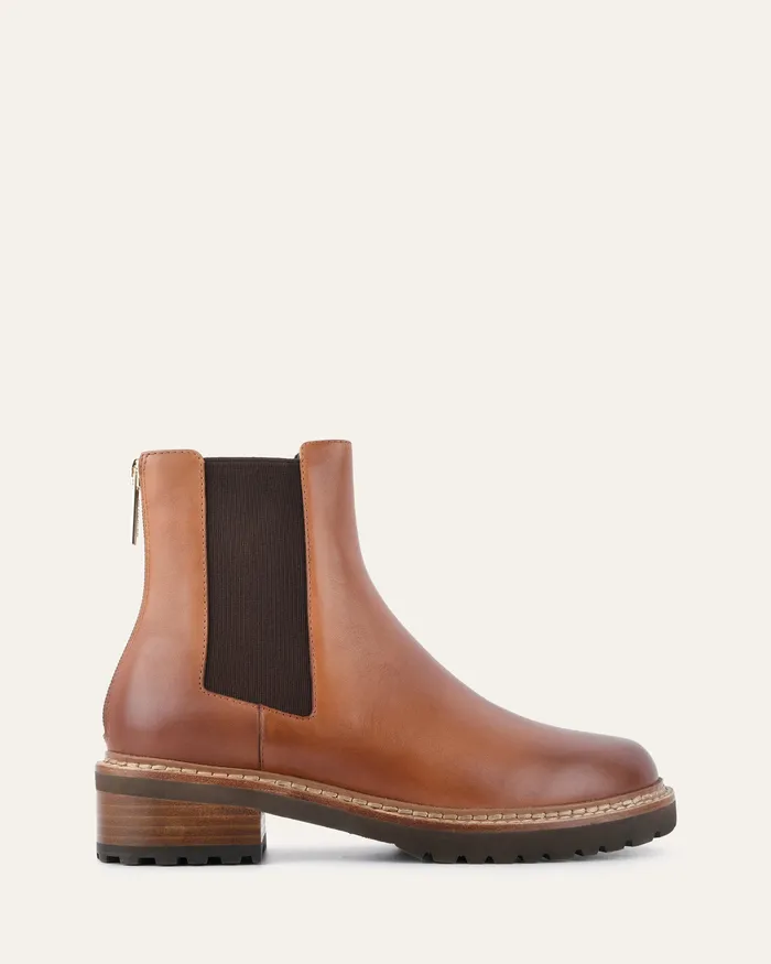 ANKLE BOOTS Women Samira flat ankle boots brandy leather jomercer
