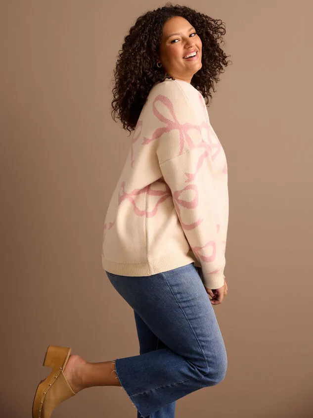 Annie Bow Sweater Ivorypink Women Altar039d State Sweaters Cardigans Annie Bow Sweater Ivorypink Women Altar039d State Sweaters Cardigans