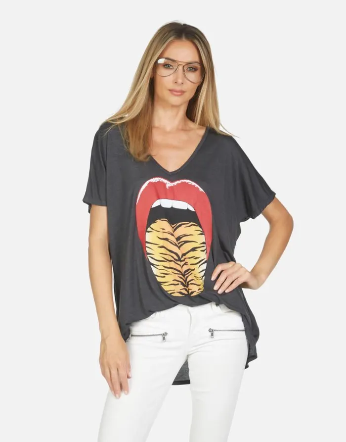 April Tiger Tongue Onyx Women Lauren Moshi Short Sleeve