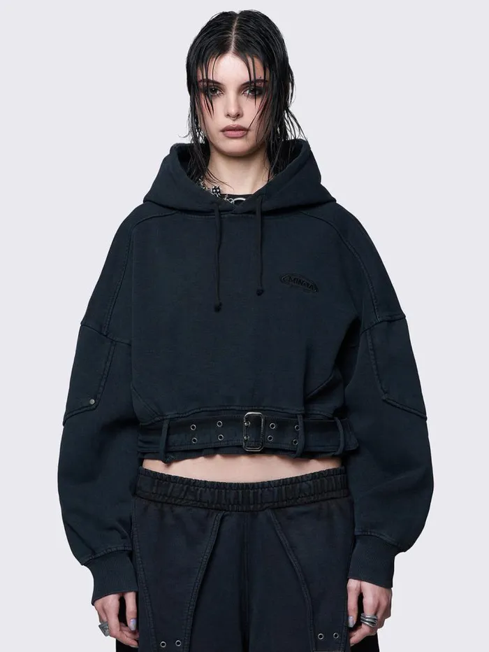 Ash Wash Cropped Hoodie Women Minga London Sweatshirts and Hoodies