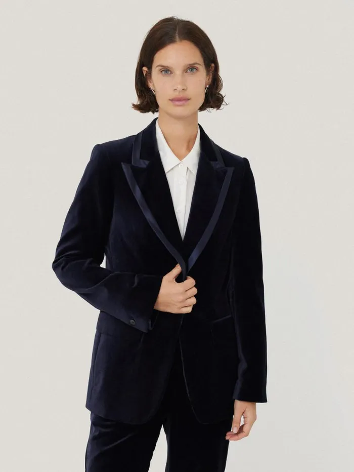 Ashby Velvet Blazer Navy Women Jigsaw Coords