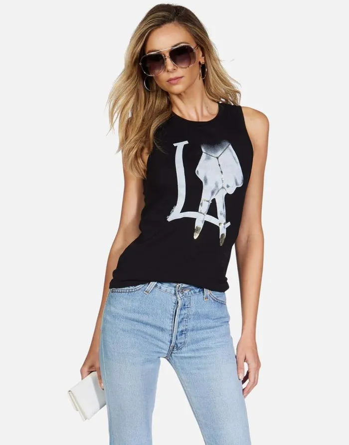 Ashlin LA Peace Finger Black Women Lauren Moshi Tanks