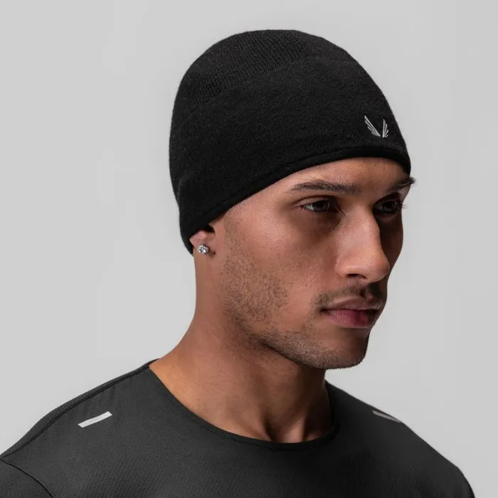 ASRV Hats and Headwear Men Merino Wool Skull Cap Black 034wings034