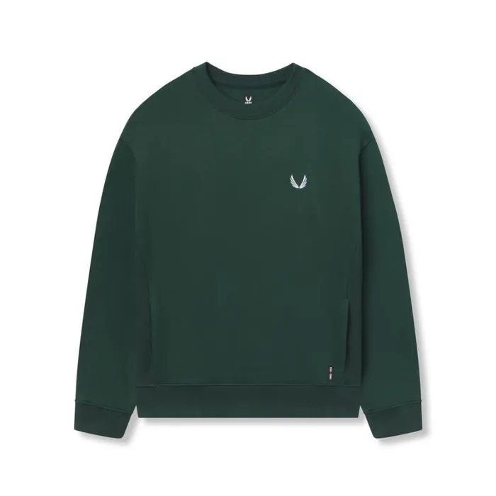 ASRV Hoodies and Sweatshirts Men Herringbone Terry Crewneck Forest Green
