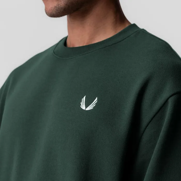ASRV Hoodies and Sweatshirts Men Herringbone Terry Crewneck Forest Green