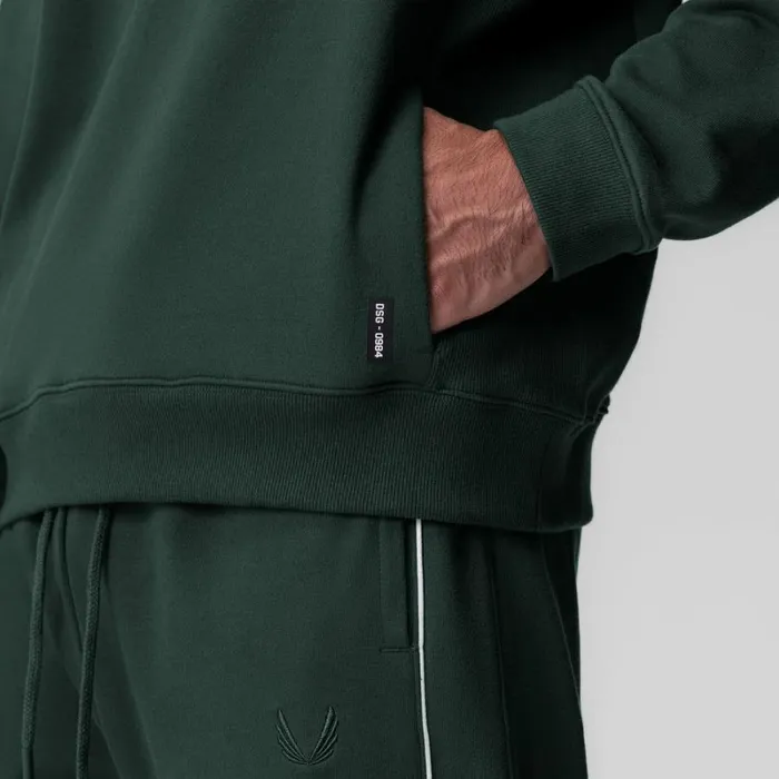 ASRV Hoodies and Sweatshirts Men Herringbone Terry Crewneck Forest Green