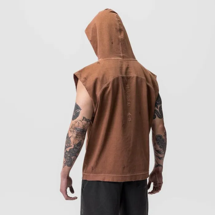 ASRV Hoodies and Sweatshirts Men Tech Essential Cutoff Hoodie Faded Rust