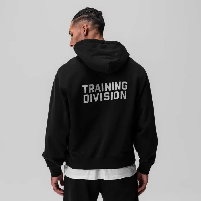 ASRV Hoodies and Sweatshirts Men Tech Essential Distressed Full Zip Hoodie Black 034training Division034 ASRV Hoodies and Sweatshirts Men Tech Essential Distressed Full Zip Hoodie Black 034training Division034