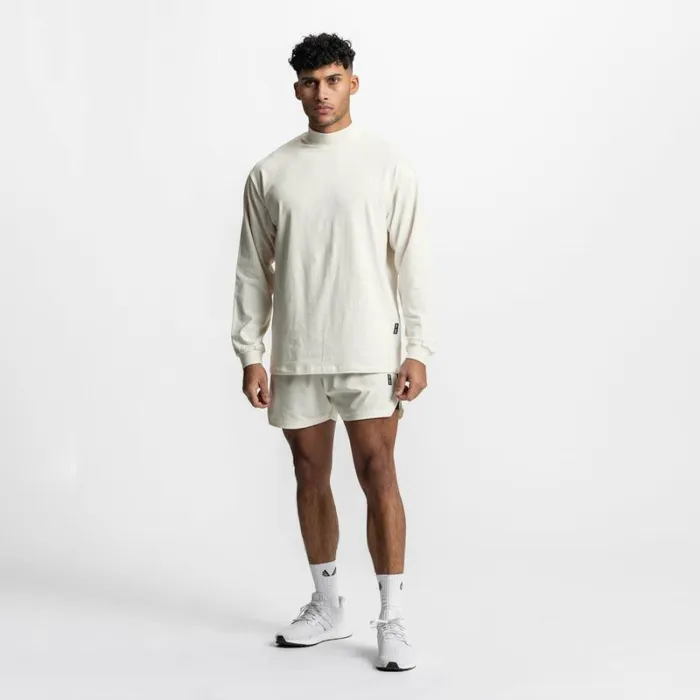 ASRV Long Sleeves Men CottonPlus Mock Neck Long Sleeve Ivory Cream