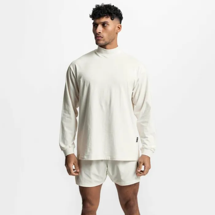 ASRV Long Sleeves Men CottonPlus Mock Neck Long Sleeve Ivory Cream