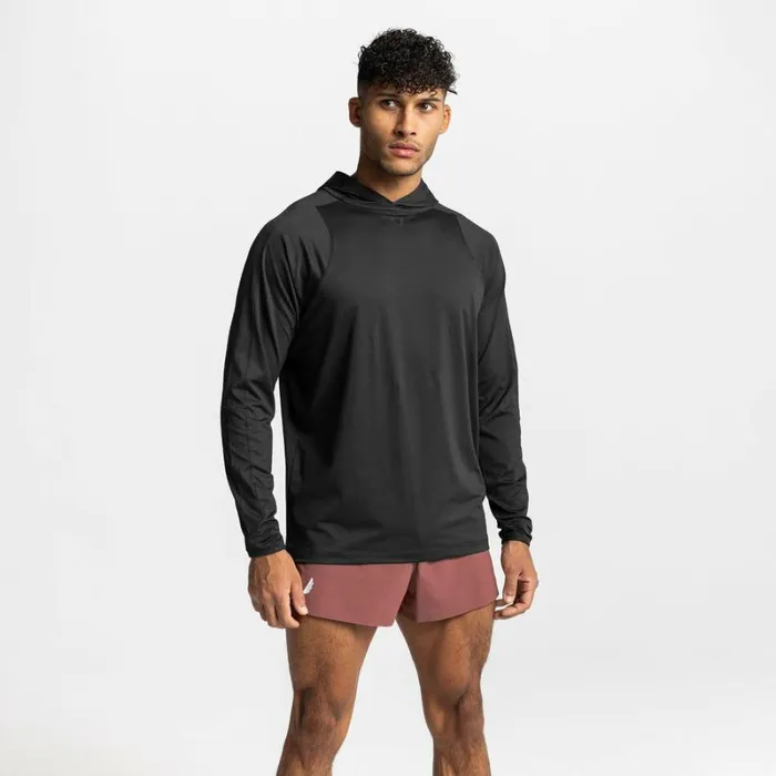 ASRV Long Sleeves Men NanoMesh Fitted Hoodie Black