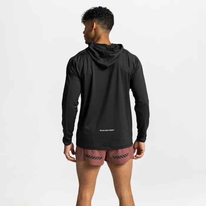 ASRV Long Sleeves Men NanoMesh Fitted Hoodie Black